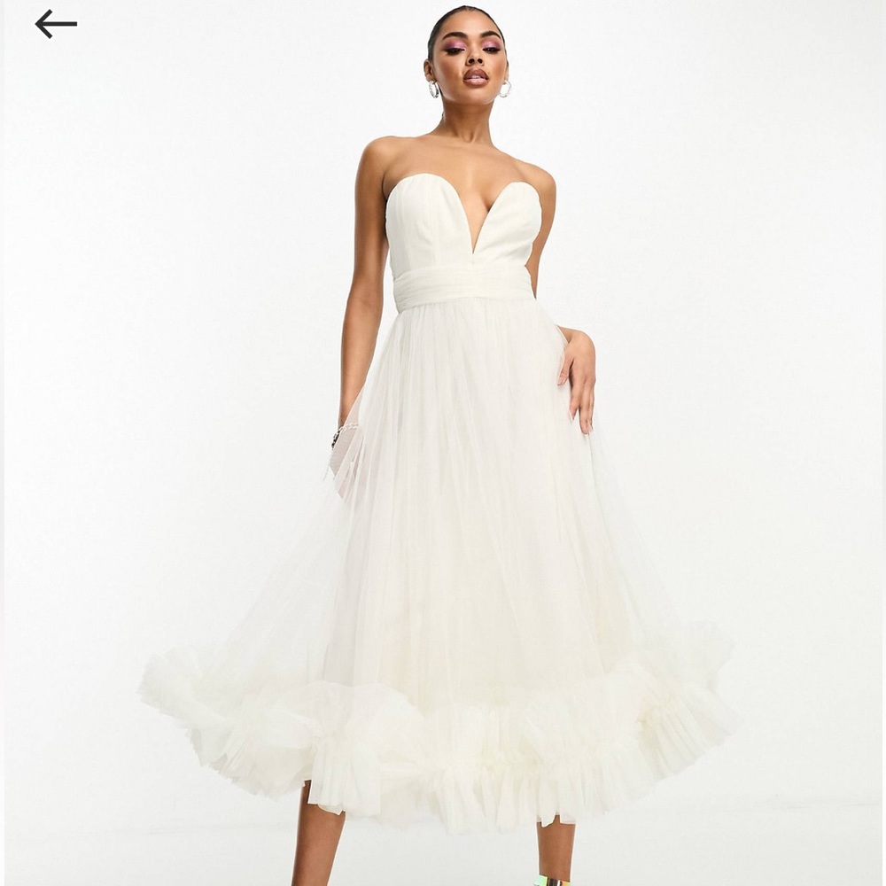 WHITE TULLE BRIDAL SHOWER DRESS
